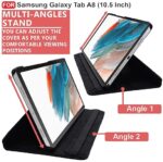 Samsung Tab 360 Degree Rotating Leather Case Cover For A9/A9 Plus A8/A7/A7 lite/S5e/S4/S3 - Black - Image 4