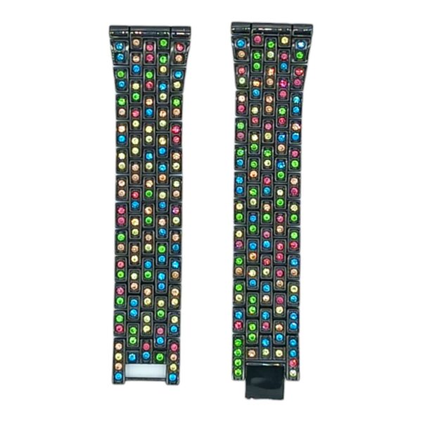 42mm/44mm/45mm/49mm/22mm Colorful diamond Stainless Steel Chain Straps For Smart Watch – Black