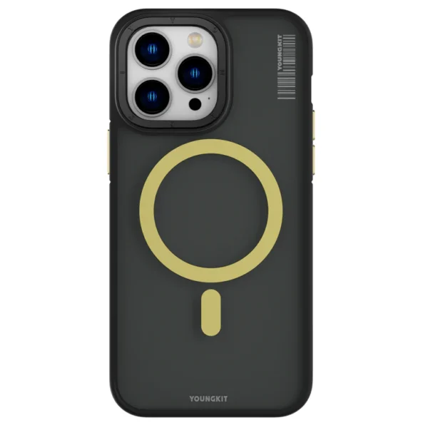 iPhone 15 Pro Max Youngkit Rock Sand Series Skin Feel Magsafe Case – Yellow/Black