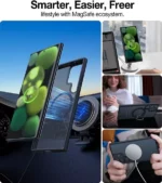 Galaxy S23 Ultra Magnetic Guardian Case [Military Grade Drop Tested][Compatible with MagSafe] Semi-Clear Hard Back & Soft Edge case by Torras – Phantom Black - Image 2