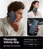 Galaxy S23 Ultra Magnetic Guardian Case [Military Grade Drop Tested][Compatible with MagSafe] Semi-Clear Hard Back & Soft Edge case by Torras – Phantom Black - Image 6