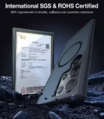 Galaxy S23 Ultra Magnetic Guardian Case [Military Grade Drop Tested][Compatible with MagSafe] Semi-Clear Hard Back & Soft Edge case by Torras – Phantom Black - Image 3