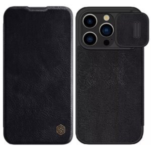 iPhone 15 Pro Max QIN Pro Series Flip Leather Case by NILLKIN - Black