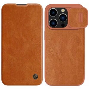 iPhone 15 Pro Max QIN Pro Series Flip Leather Case by NILLKIN - Brown