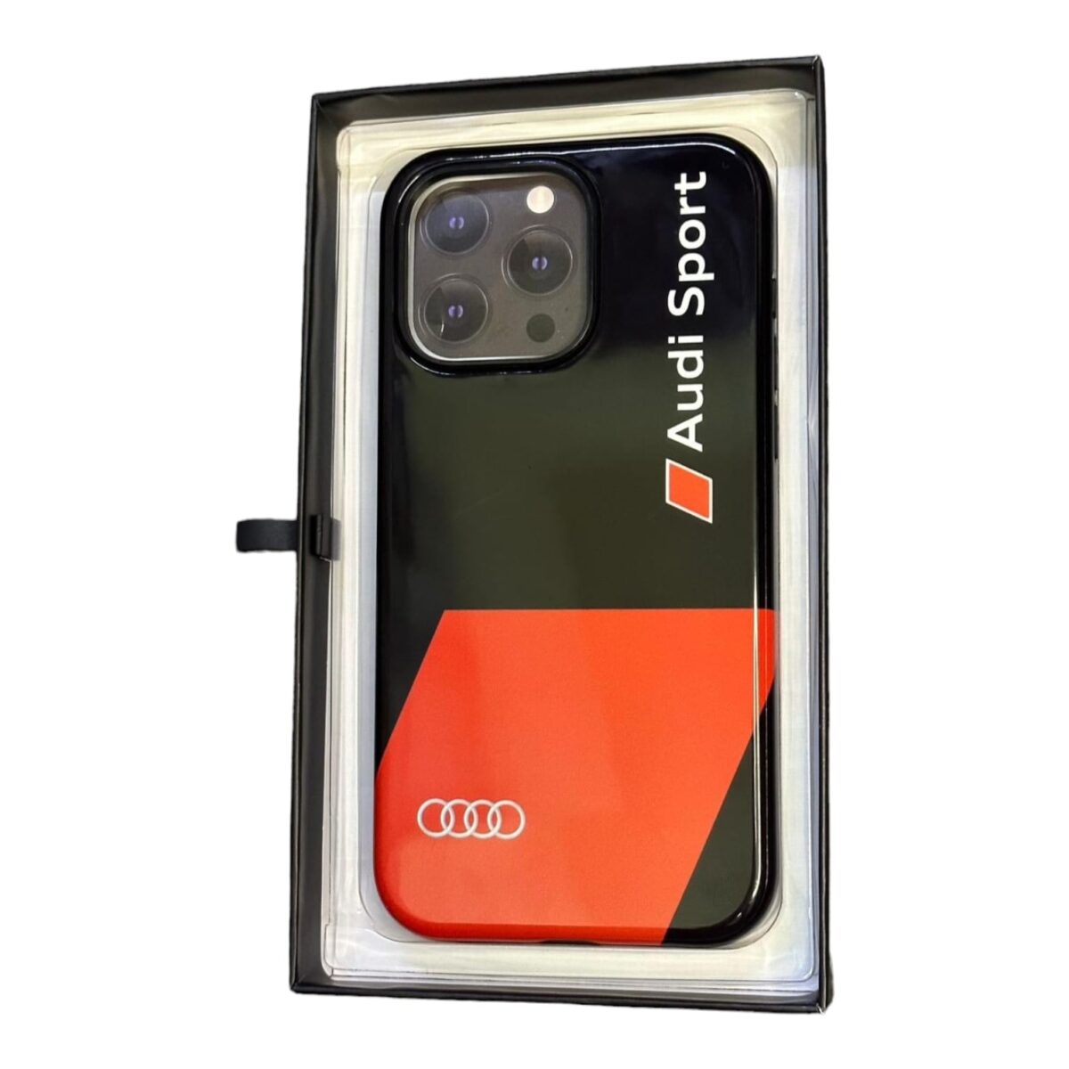 iPhone 15 Pro Max – Case Tricolor With Audi Sport Logo – Black/Red - Image 1