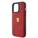 iPhone 15 Pro Max Ferrari Twist Metal Logo Leather Case – Red - Image 4