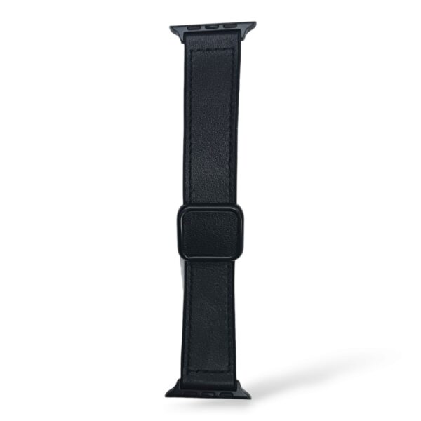 42mm-44mm-45mm-49mm D-Buckle magnetic leather Silicone Strap For Smartwatch - Black