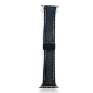 42mm-44mm-45mm-49mm D-Buckle Magnetic Texture Leather Strap For Smartwatch - Black