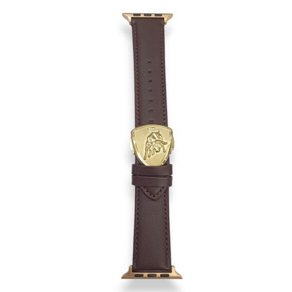 42mm-44mm-45mm-49mm Leather Strap Lamborghini Logo buckle butterfly clasp For Smartwatch - Brown