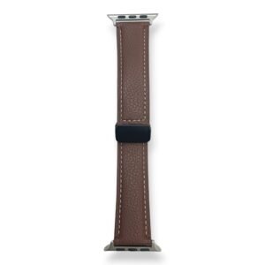 42mm-44mm-45mm-49mm D-Buckle Magnetic Texture Leather Strap For Smartwatch - Dark Brown
