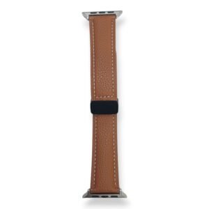 42mm-44mm-45mm-49mm D-Buckle Magnetic Texture Leather Strap For Smartwatch - Brown