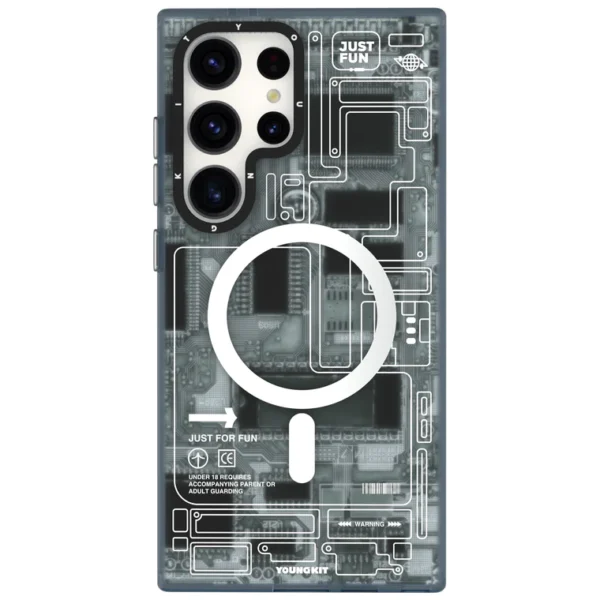 Samsung Galaxy S24 Ultra Youngkit Futuristic Circuit MagSafe Case – Grey