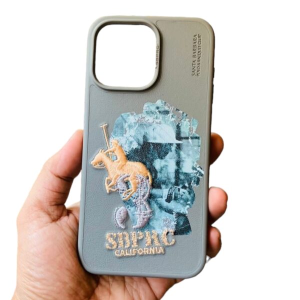 iPhone 15 Pro Max Marcus Series Santa Barbara Polo Racquet Club leather Case – Grey
