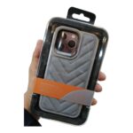 iPhone 15 Pro Max Kajsa Dale Series V Shape Leather Case – Grey