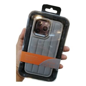 iPhone 15 Pro Max Kajsa Dale Series Perpendicular Leather Case – Grey