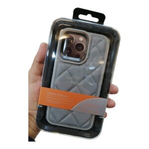 iPhone 15 Pro Max Kajsa Dale Series Quilted Leather Case – Grey