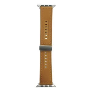 42mm-44mm-45mm-49mm Leather Lock Style Silicone Straps For Smartwatch – Brown