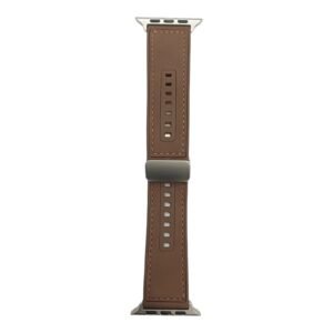 42mm-44mm-45mm-49mm Leather Lock Style Silicone Straps For Smartwatch – Dark Brown