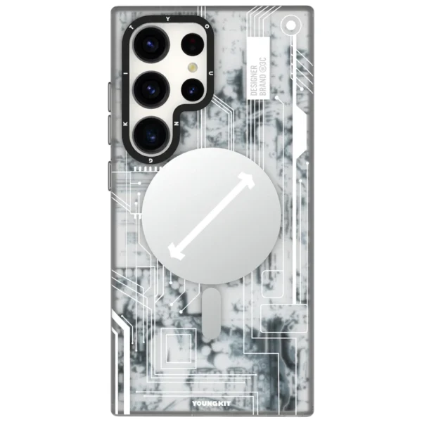 Samsung Galaxy S24 Ultra Youngkit Futuristic Circuit MagSafe Case – White