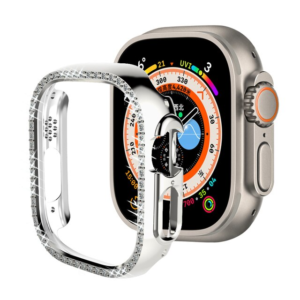 49mm Ultra / Ultra 2 Bling Diamond Case Hard PC Frame Bumper for iWatch Ultra Protective Cover – Silver