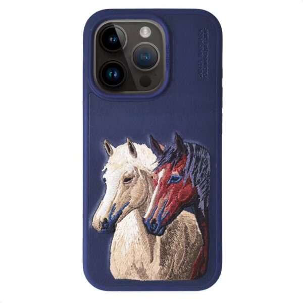 iPhone 15 Pro Max Isidore Series Santa Barbara Polo Racquet Club leather Case – Navy Blue