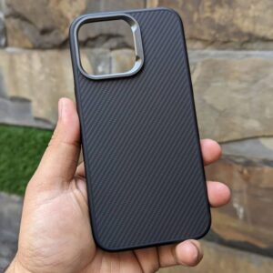 iPhone 15 Pro Max Carbon Fiber Texture Premium Case With MagSafe - Black