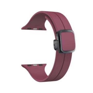 42mm-44mm-45mm-49mm Magnetic Square Buckle Silicone Watch Starps – Wine Red