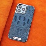 iPhone 15 Pro Max Dragon Eye Leather Protective Case – Navy Blue