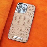 iPhone 15 Pro Max Dragon Eye Leather Protective Case – Beige