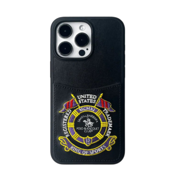 iPhone 15 Pro Max Abner Series Santa Barbara Polo Racquet Club leather Case – Black