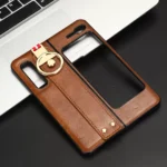 Samsung Galaxy Z Fold 1 Leather Grip Case with Ring Opener – Brown