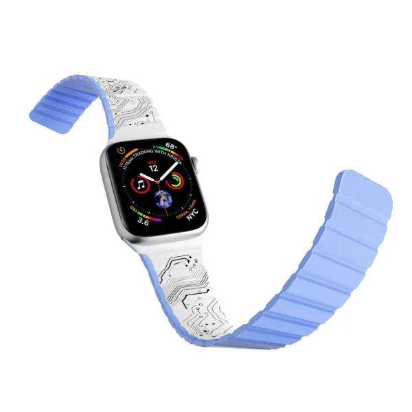 42-44-45-49mm Youngkit Circuit Board Silicone Magnetic Band -  White