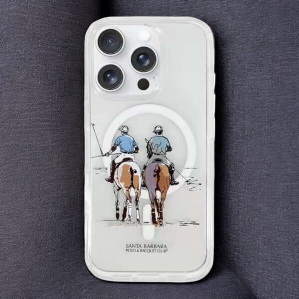 iPhone 16 Pro Max Carton Series Santa Barbara Polo Racquet Club Magsafe Transparent Case Morandi
