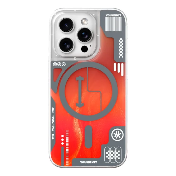 iPhone 16 Pro Max Youngkit Cyberpunk Luminous Quicksand Series MagSafe Case - Orange