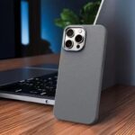 iPhone 16 Pro Max Plain & Simple PU Leather Case Grey