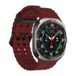 Soft Loop Silicone Bracelet for Samsung Galaxy Watch 7 Ultra 47mm Sports Men Strap for Watch ULTRA7 47mm NO Gaps Curved End Band - Wine Red