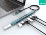 AMAZE A307 USB + Type C 7-Port USB 3.0 HUB – Black - Image 2