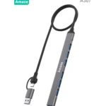 AMAZE A307 USB + Type C 7-Port USB 3.0 HUB – Black