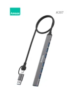AMAZE A307 USB + Type C 7-Port USB 3.0 HUB – Black