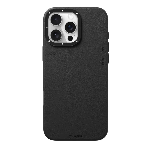 iPhone 16 Pro Max Youngkit Simple Matte Leather Case Black