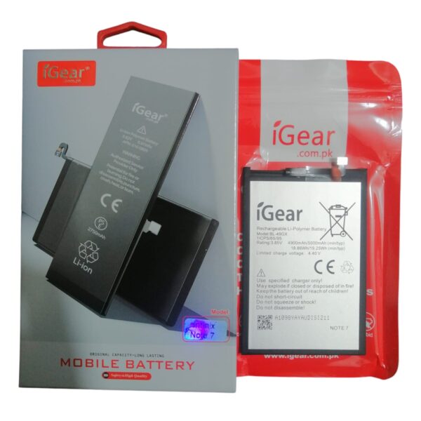 iGear BL-49GX 5000mAh Battery For Infinix Hot 11S / NOTE 10 / Note 7/ X690 / X657 / X6812 / Zero X Neo (4 Months Official Warranty)