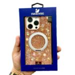 iPhone 16 Pro Max Swarovski Stones Design With Magsafe Stand Pink