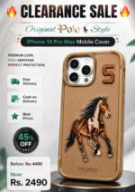 iPhone 16 Pro Max Polo Boris Series Leather Embroidered Case Brown