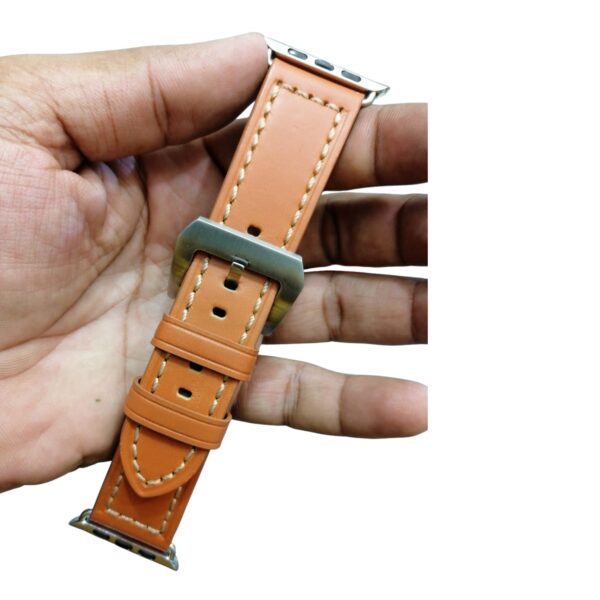 42/44/45/46mm/Ultra/Ultra 2 Apple Watch Premium Leather Strap Camel Brown Design 2