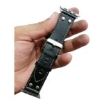 42/44/45/46mm/Ultra/Ultra 2 Apple Watch Premium Leather Strap Black Design 6