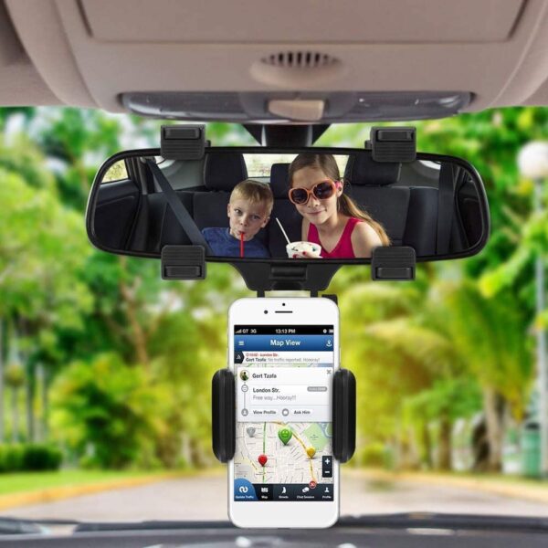 Car 360 Rotation Rearview Mirror Holder Phone Bracket, Phone Holder for Car Universal Cell Phone Holder