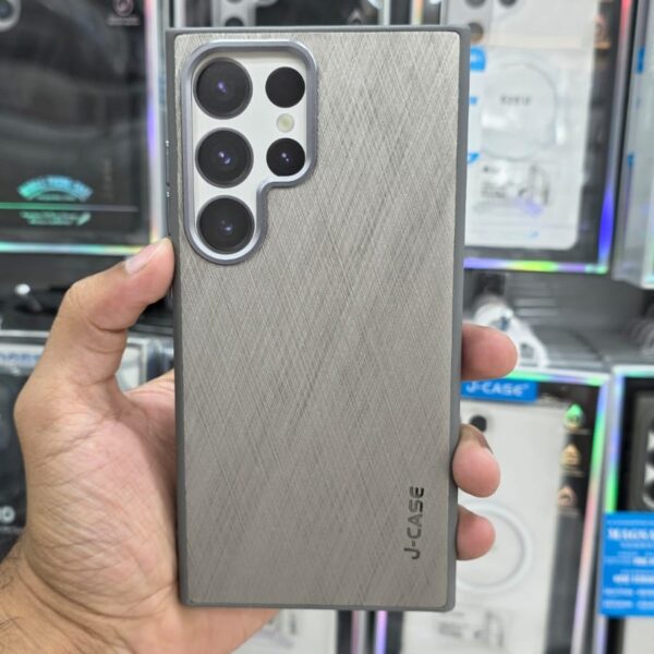 Samsung S24 Ultra Jcase Textured Case Natural Titanium Finish with Dual Material Protection (PC + TPU)