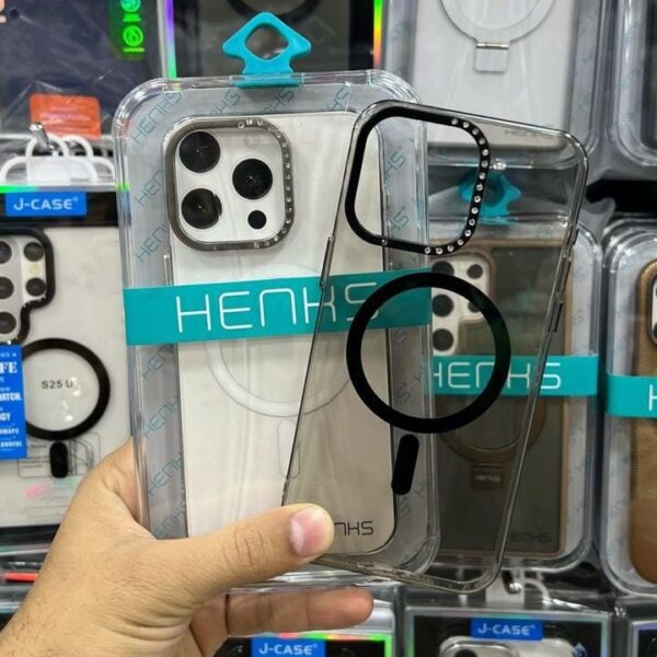 iPhone 15 Pro Max HENKS Diamond MagSafe Case Elegant Design - Black-White