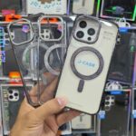 iPhone 15 Pro Max Jcase MagSafe Transparent Case Textured Camera Bezels (Black & Silver)