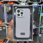 iPhone 15 Pro Max Jcase Nylon Fabric Case – Premium Silver Texture Finish